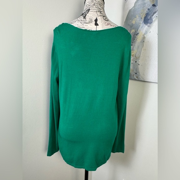 Reba Vibrant Green Sweater with Embroidery & beading at Neckline size Large - Picture 7 of 11